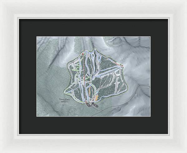 Teton Pass Ski Trail Map - Framed Print - Powderaddicts