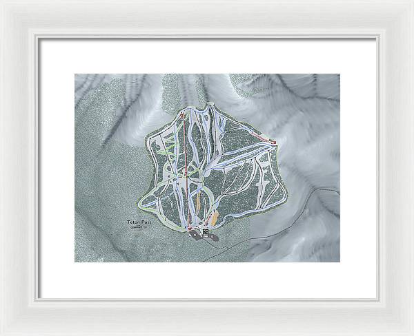 Teton Pass Ski Trail Map - Framed Print - Powderaddicts
