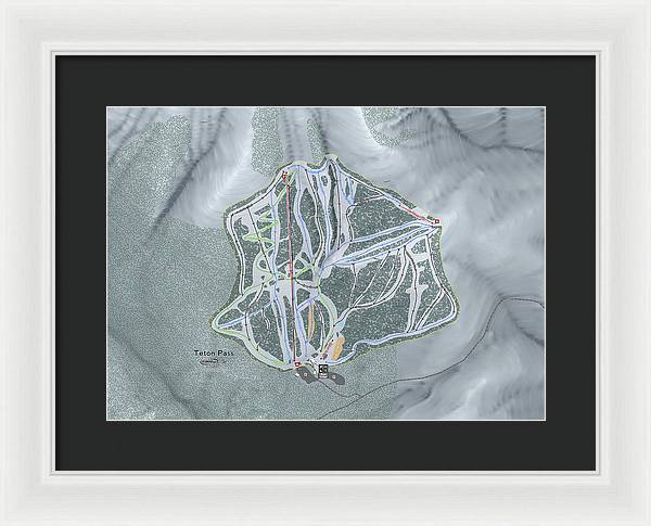 Teton Pass Ski Trail Map - Framed Print - Powderaddicts