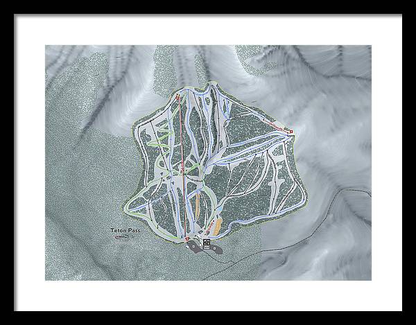 Teton Pass Ski Trail Map - Framed Print - Powderaddicts