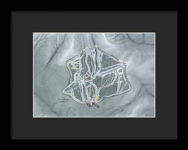Teton Pass Ski Trail Map - Framed Print - Powderaddicts