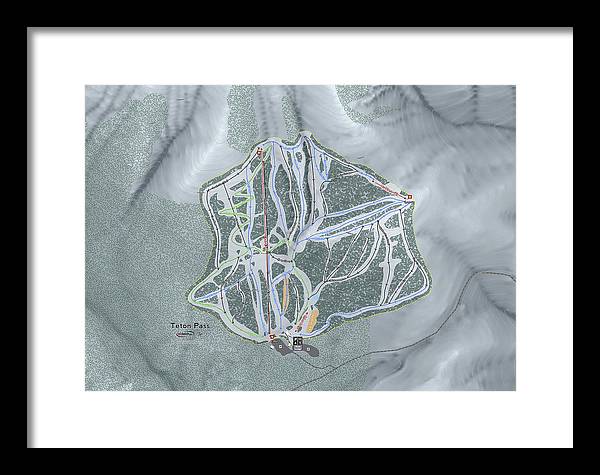 Teton Pass Ski Trail Map - Framed Print - Powderaddicts