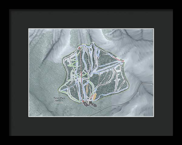 Teton Pass Ski Trail Map - Framed Print - Powderaddicts