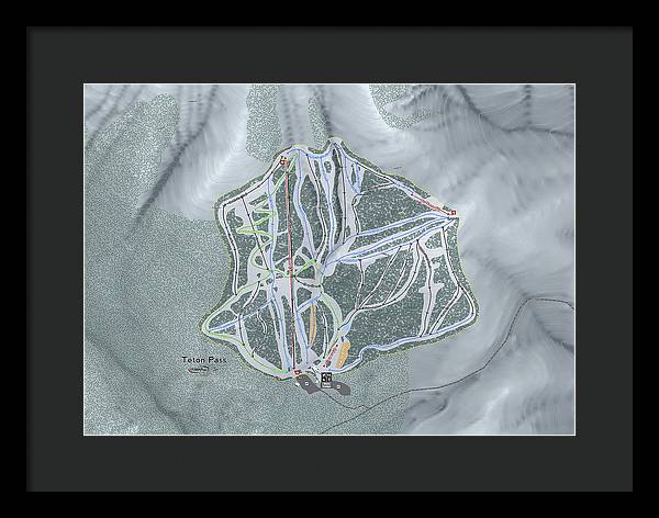 Teton Pass Ski Trail Map - Framed Print - Powderaddicts
