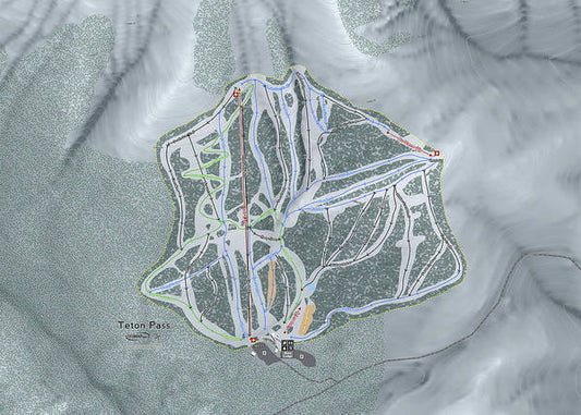 Teton Pass Ski Trail Map - Art Print - Powderaddicts