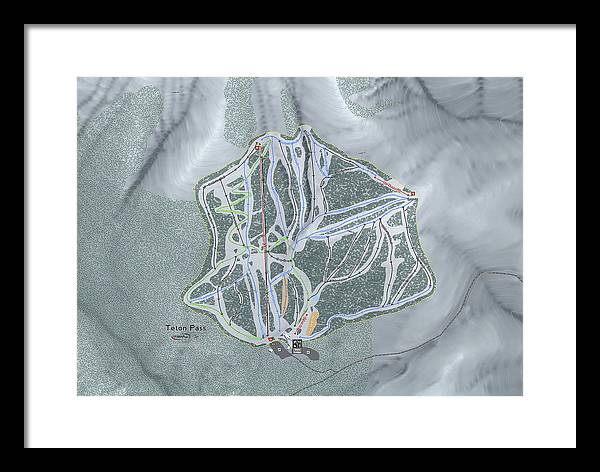 Teton Pass Ski Trail Map - Framed Print - Powderaddicts