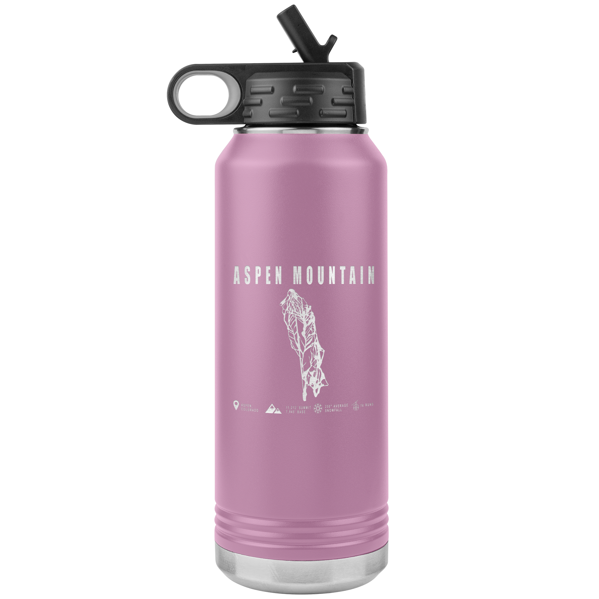 Aspen Mountain Colorado Ski Trail Map 32oz Water Bottle Tumbler - Powderaddicts