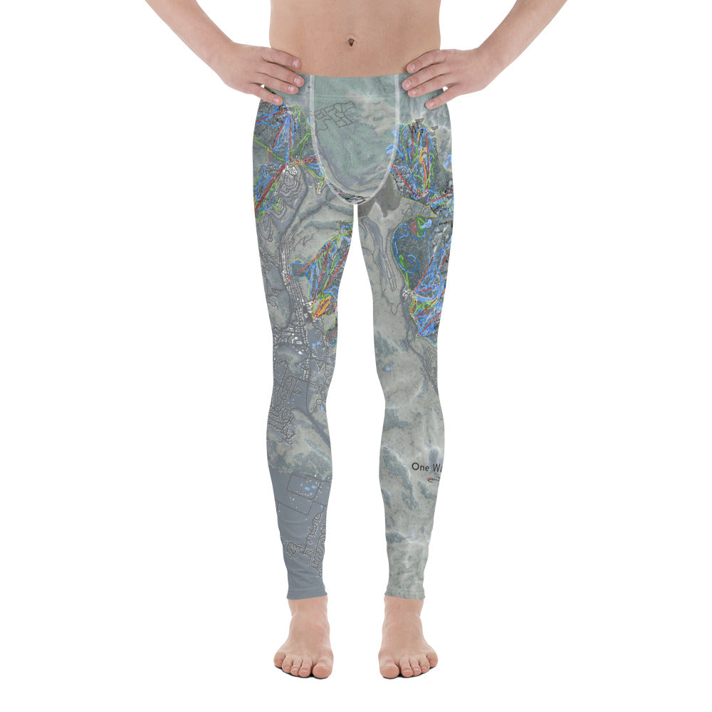 The Cottonwoods, Utah Ski Trail Map Men's Base Layer Bottom - Powderaddicts