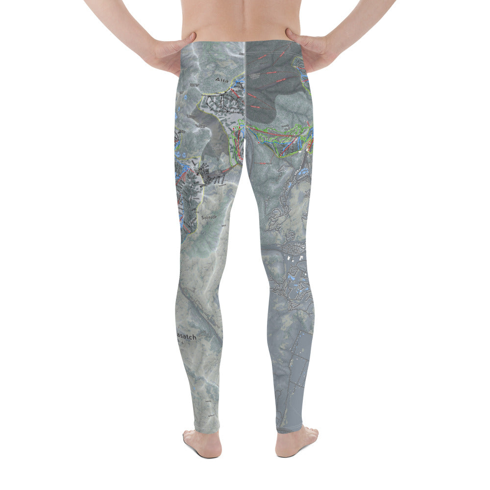 The Cottonwoods, Utah Ski Trail Map Men's Base Layer Bottom - Powderaddicts