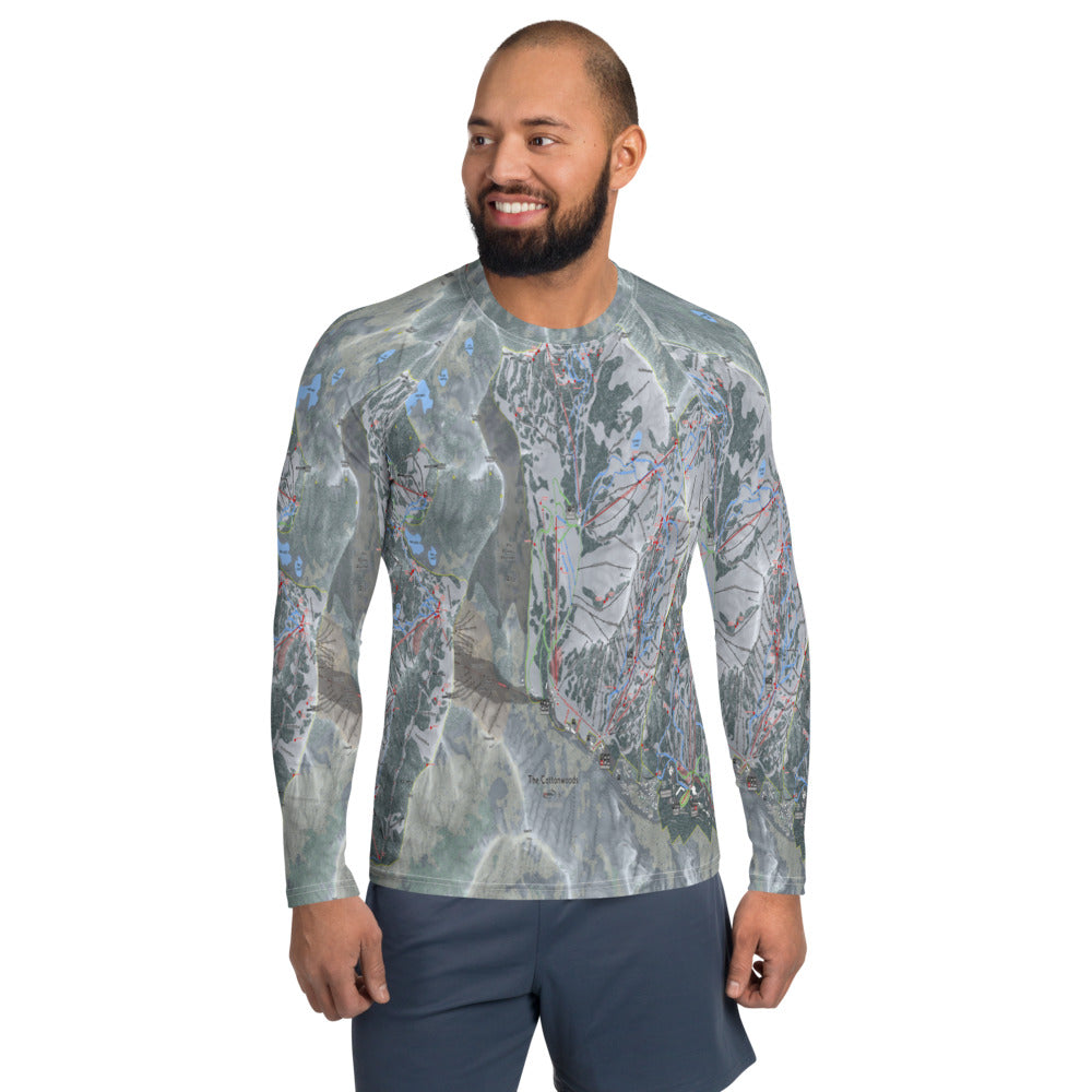 The Cottonwoods, Utah Ski Trail Map Men's Base Layer Top