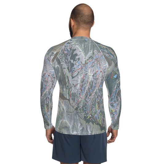 The Cottonwoods, Utah Ski Trail Map Men's Base Layer Top - Powderaddicts