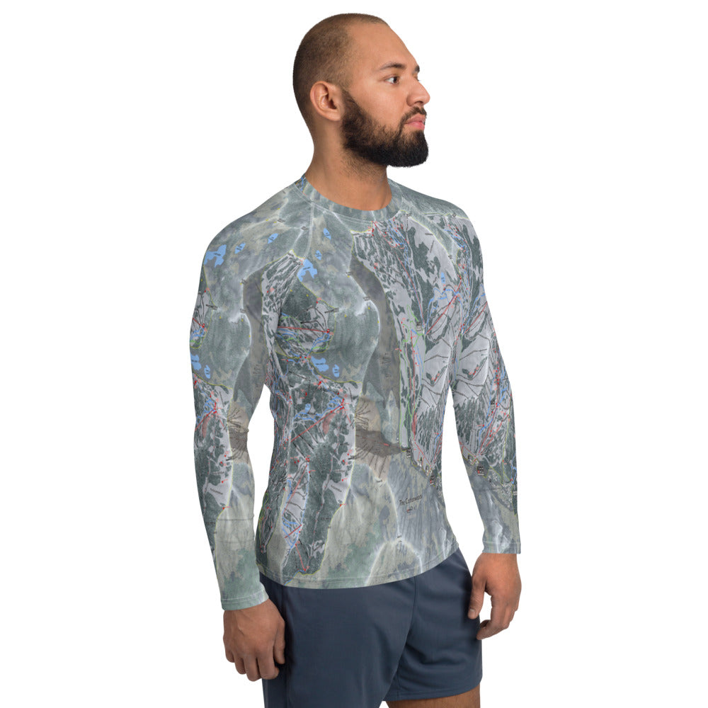 The Cottonwoods, Utah Ski Trail Map Men's Base Layer Top - Powderaddicts
