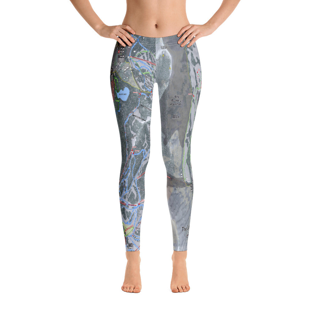 The Cottonwoods, Utah Ski Trail Map Women's Base Layer Bottom - Powderaddicts