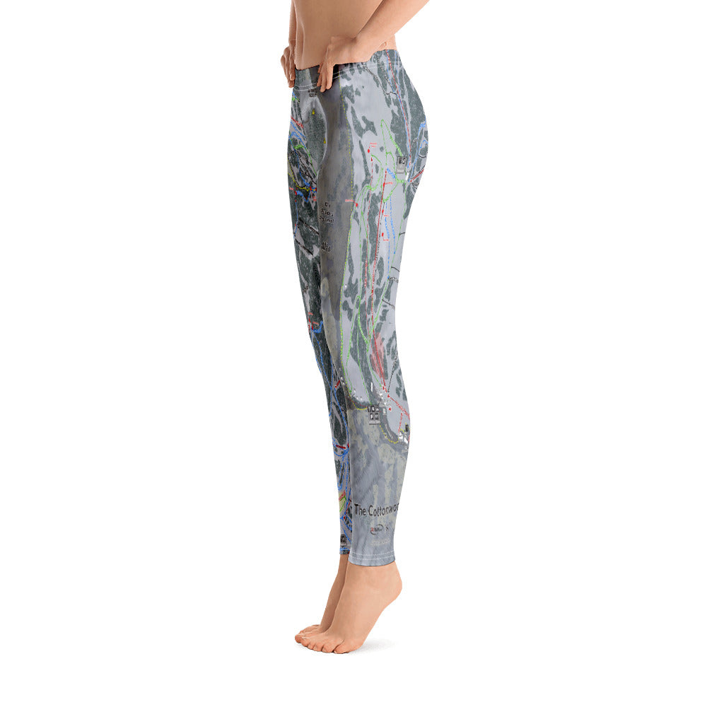 The Cottonwoods, Utah Ski Trail Map Women's Base Layer Bottom - Powderaddicts