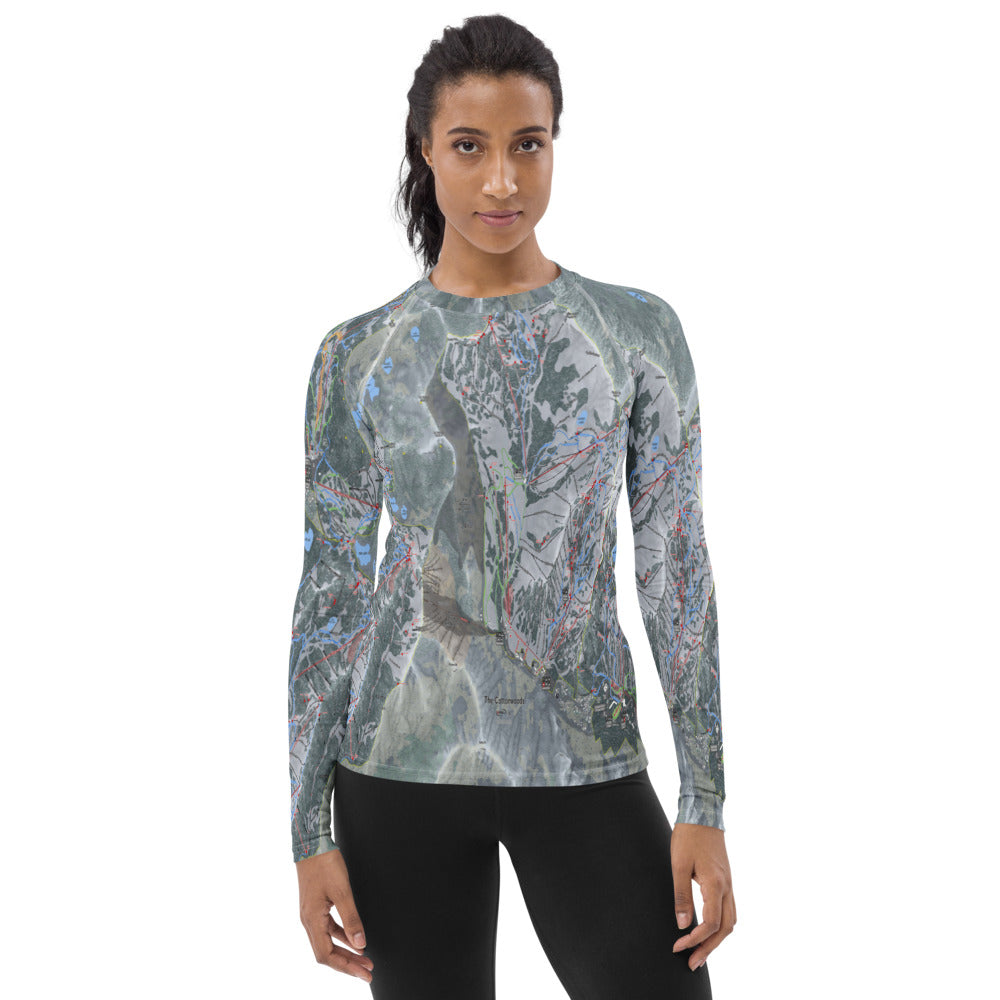 The Cottonwoods, Utah Ski Trail Map Women's Base Layer Top