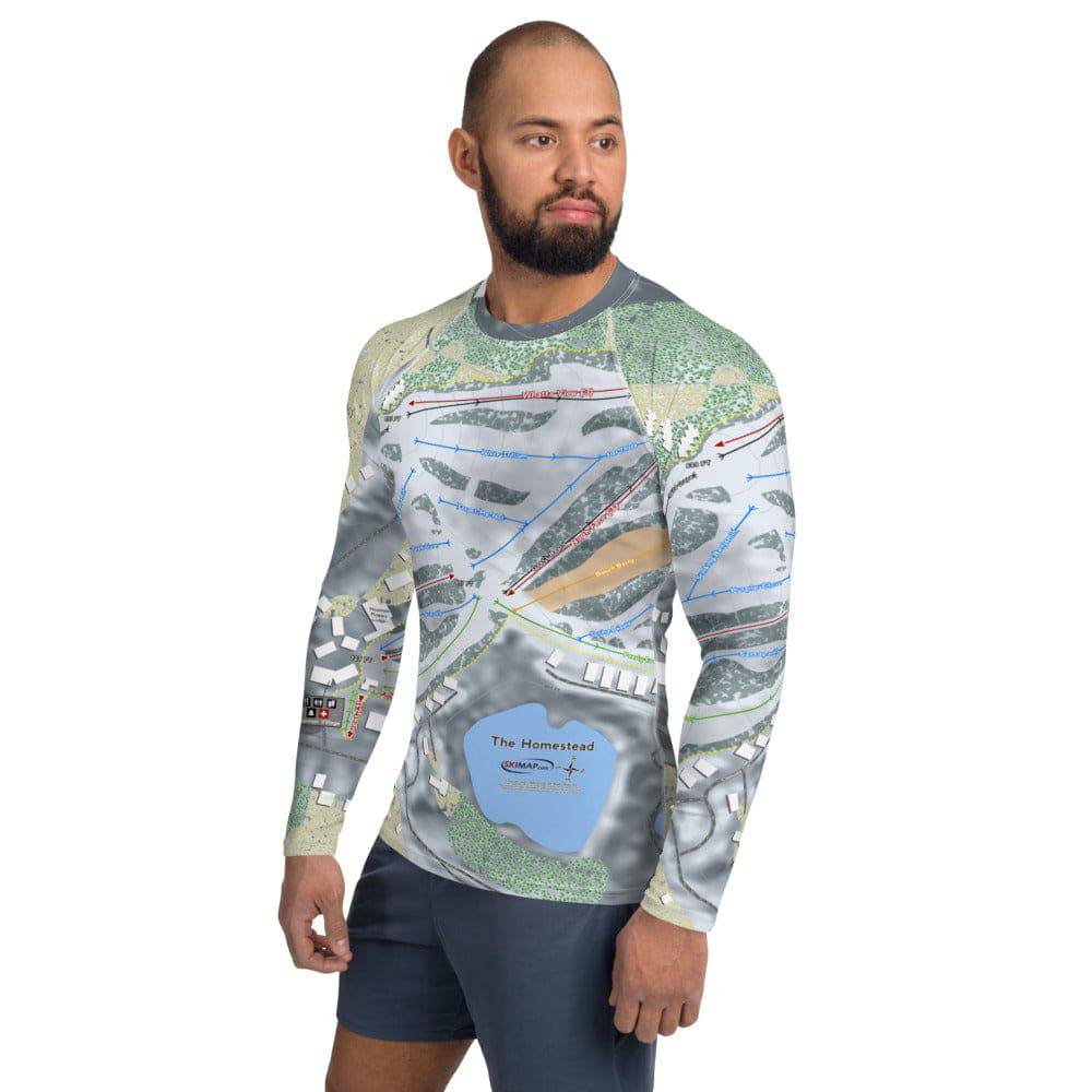 The Homestead, Michigan Ski Trail Map Men's Base Layer Top - Powderaddicts