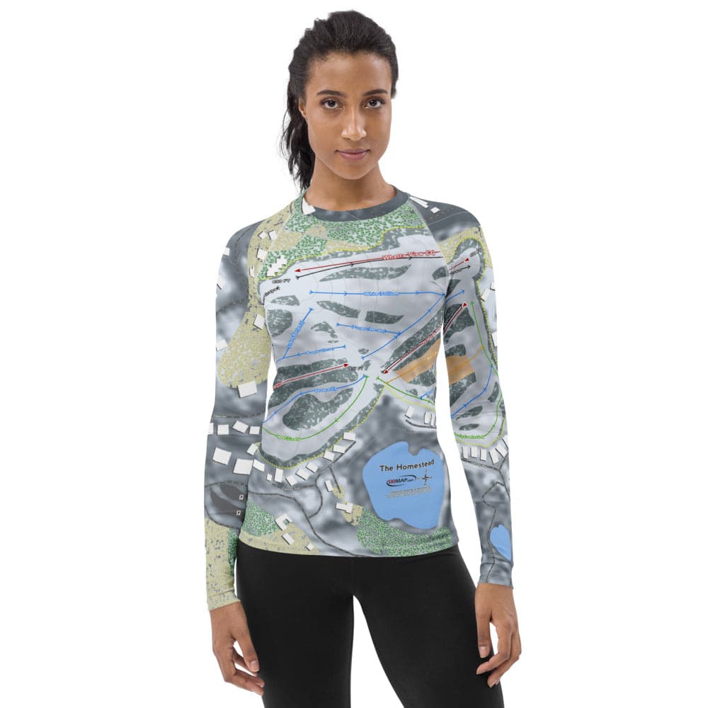 The Homestead, Michigan Ski Trail Map Women's Base Layer Top