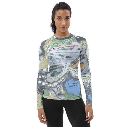 The Homestead, Michigan Ski Trail Map Women's Base Layer Top - Powderaddicts