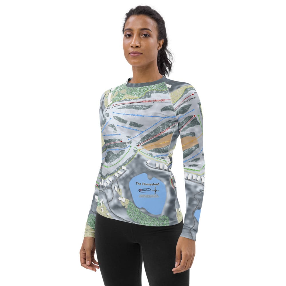 The Homestead, Virginia Ski Trail Map Women's Base Layer Top - Powderaddicts