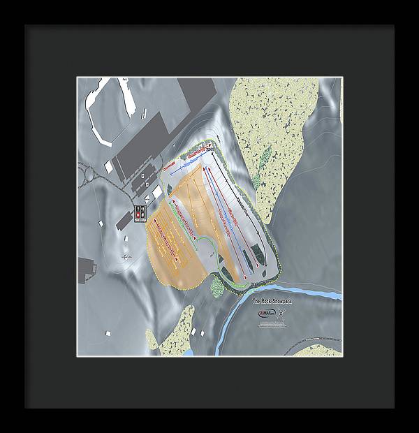 The Rock Snowpark Ski Trail Map - Framed Print - Powderaddicts