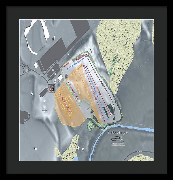 The Rock Snowpark Ski Trail Map - Framed Print - Powderaddicts