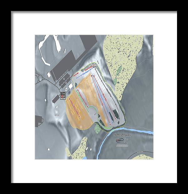 The Rock Snowpark Ski Trail Map - Framed Print - Powderaddicts