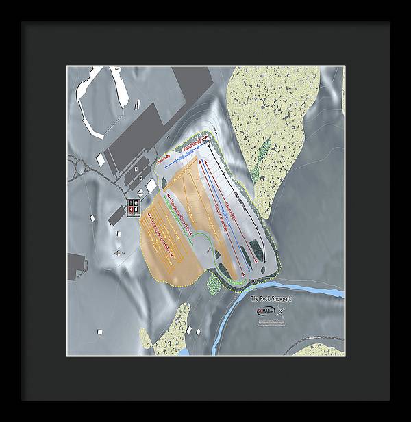 The Rock Snowpark Ski Trail Map - Framed Print - Powderaddicts