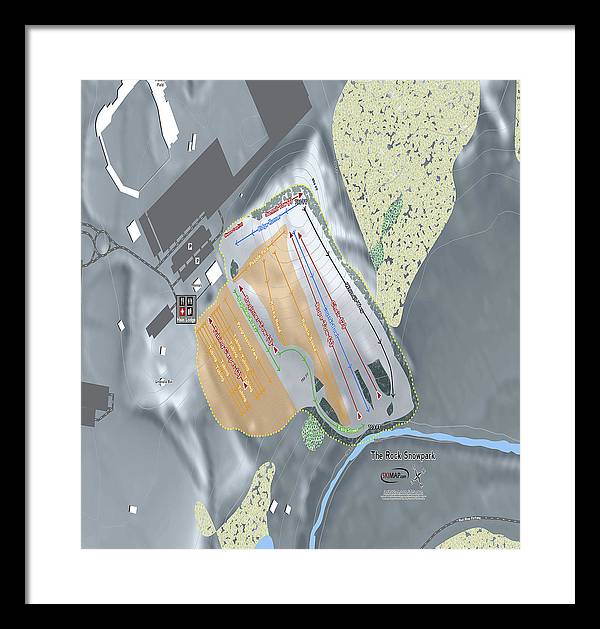 The Rock Snowpark Ski Trail Map - Framed Print - Powderaddicts