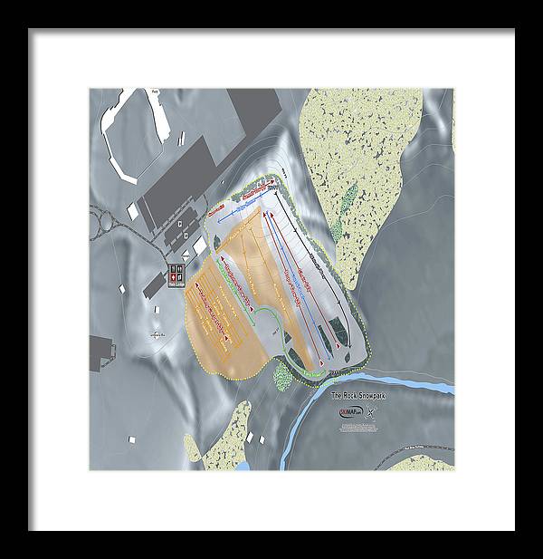 The Rock Snowpark Ski Trail Map - Framed Print - Powderaddicts
