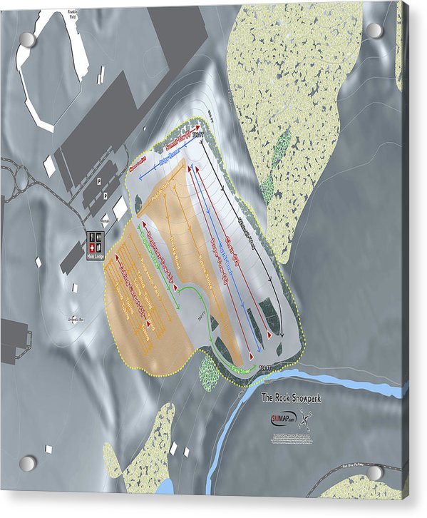 The Rock Snowpark Ski Trail Map - Acrylic Print - Powderaddicts