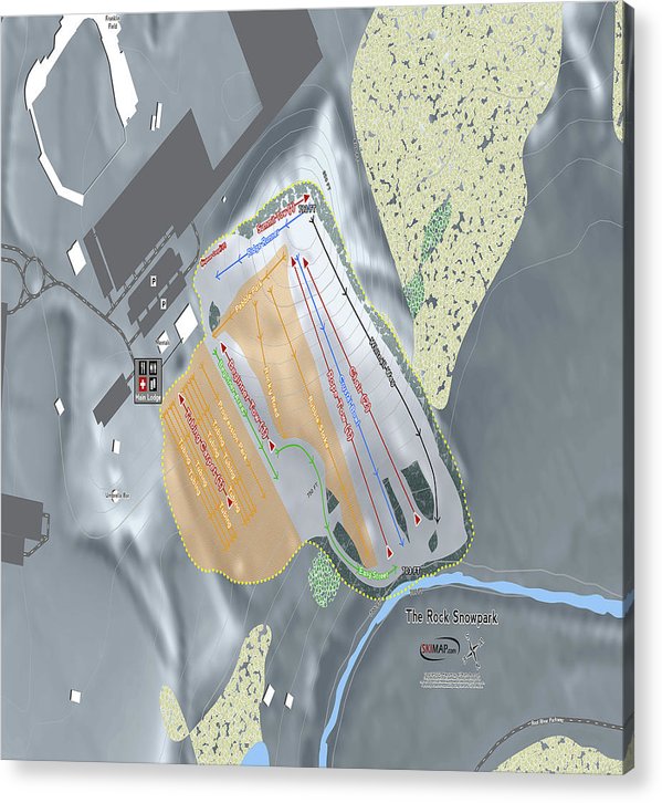 The Rock Snowpark Ski Trail Map - Acrylic Print - Powderaddicts