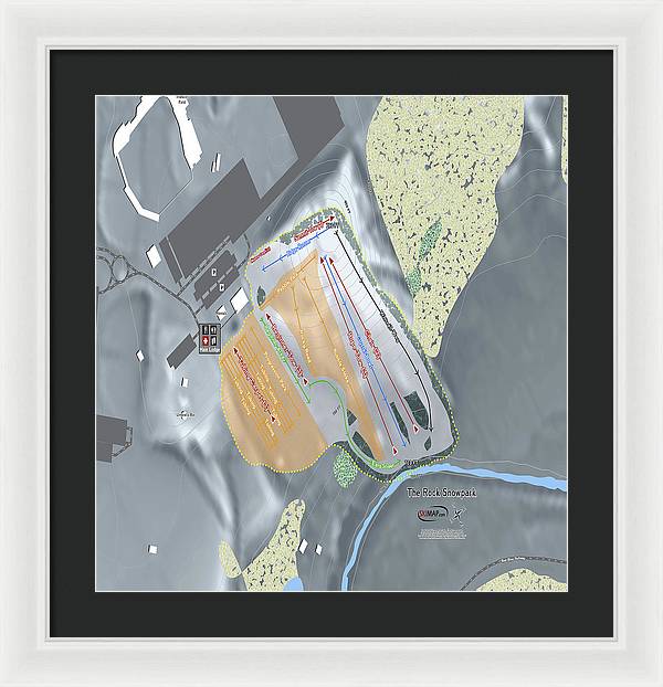 The Rock Snowpark Ski Trail Map - Framed Print - Powderaddicts