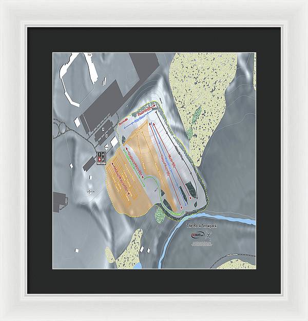 The Rock Snowpark Ski Trail Map - Framed Print - Powderaddicts