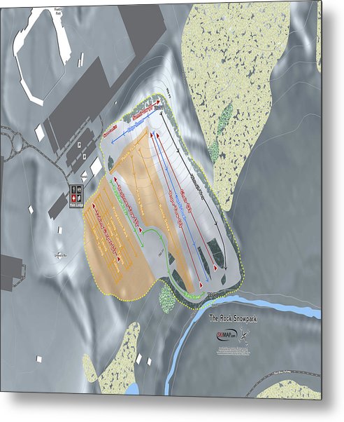The Rock Snowpark Ski Trail Map - Metal Print - Powderaddicts