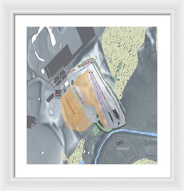 The Rock Snowpark Ski Trail Map - Framed Print - Powderaddicts