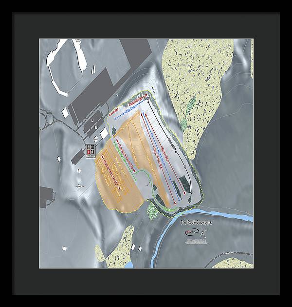 The Rock Snowpark Ski Trail Map - Framed Print - Powderaddicts