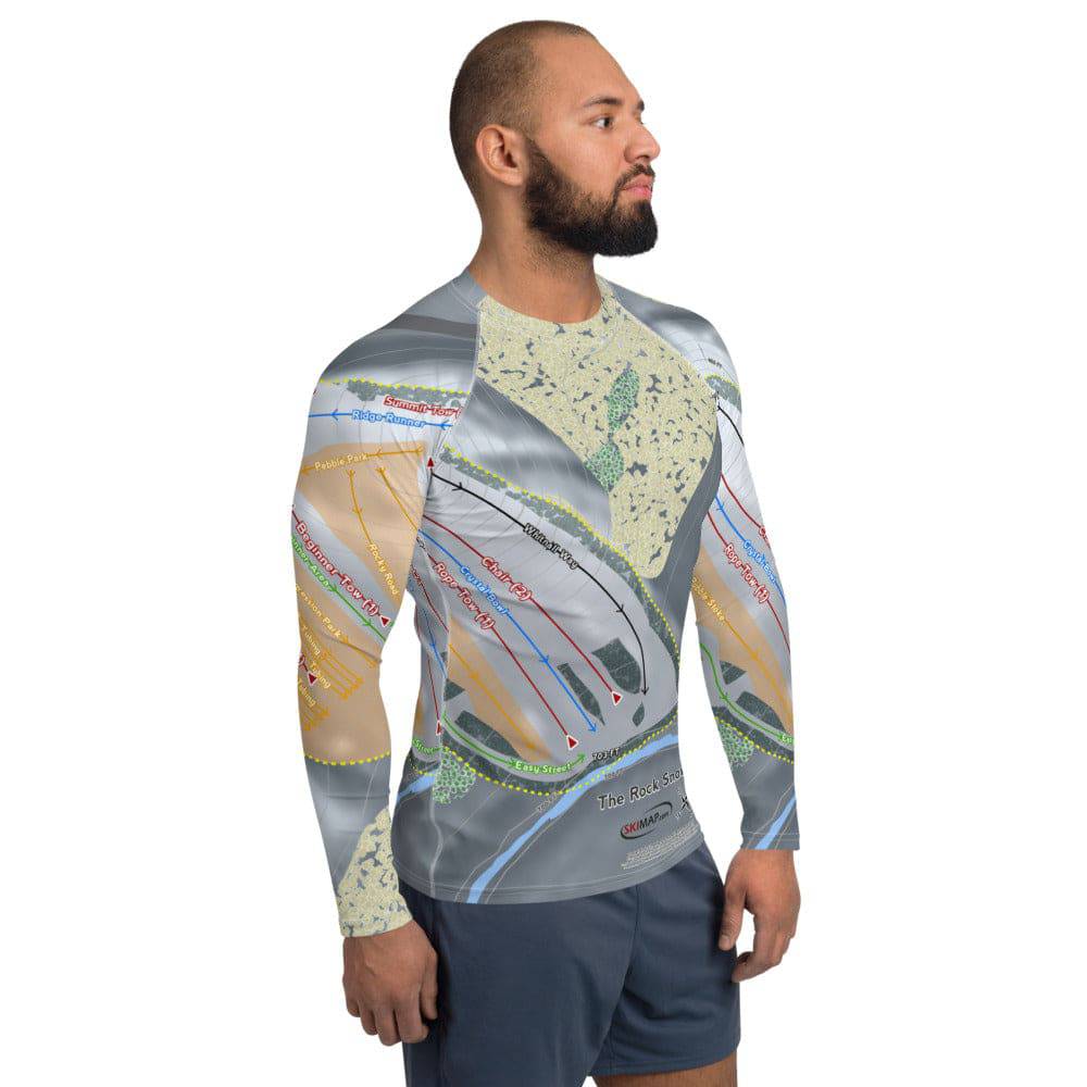 The Rock Snowpark, Wisconsin Ski Trail Map Men's Base Layer Top - Powderaddicts