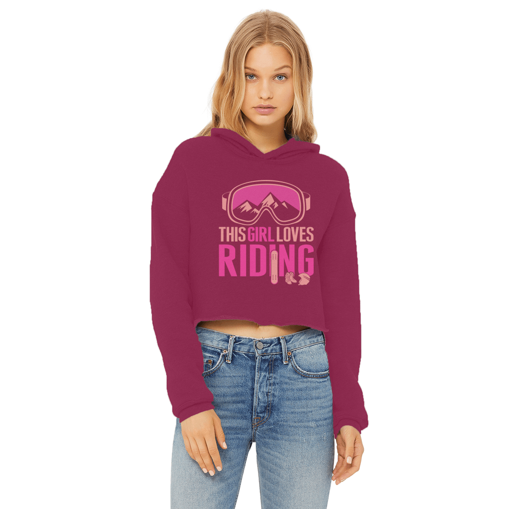 This Girl Loves Riding Ladies Cropped Raw Edge Hoodie - Powderaddicts