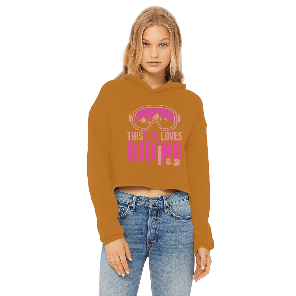 This Girl Loves Riding Ladies Cropped Raw Edge Hoodie - Powderaddicts
