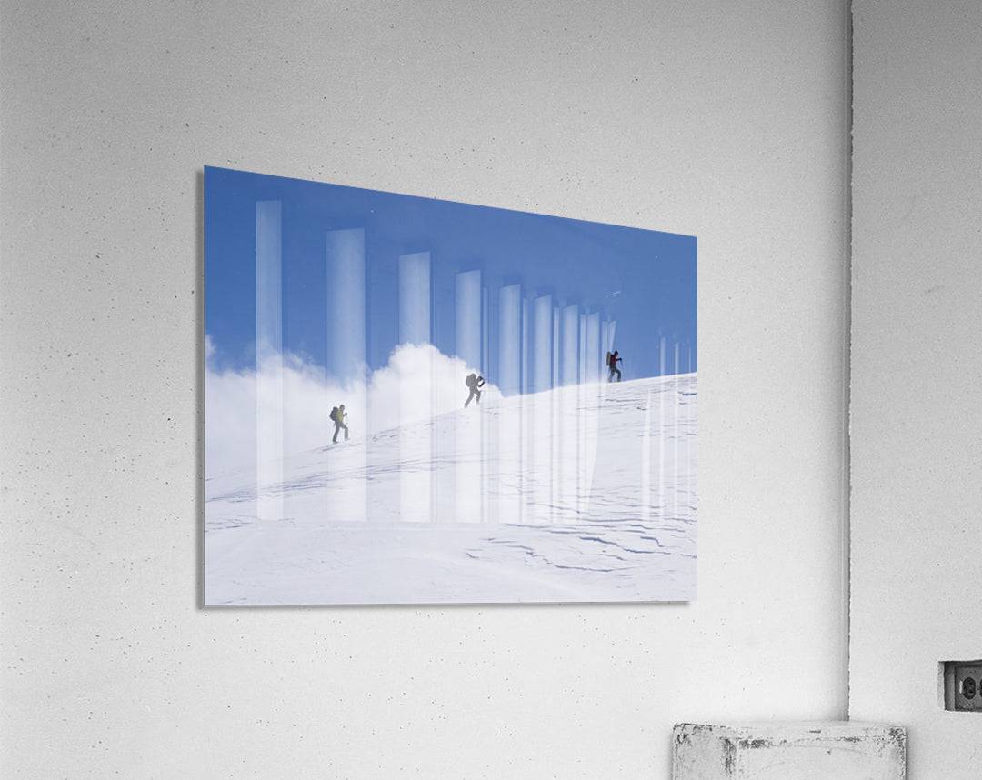 Three ski tourists walking to the summit - Powderaddicts