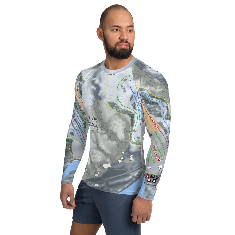 Thrill Hills, North Dakota Ski Trail Map Men's Base Layer Top - Powderaddicts