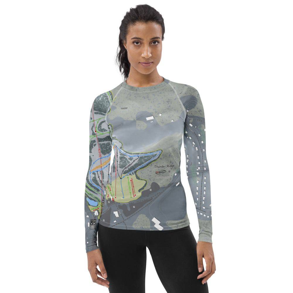 Thunder Ridge, New York Ski Trail Map Women's Base Layer Top - Powderaddicts