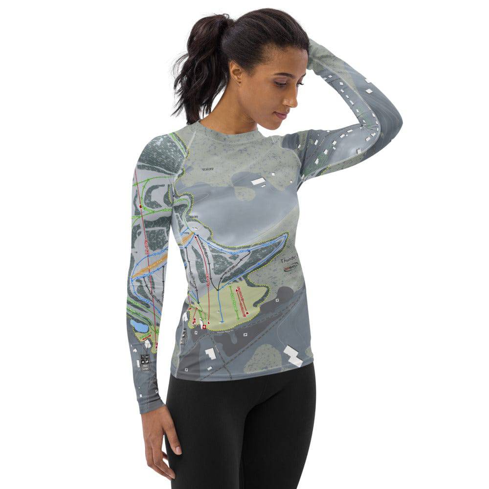 Thunder Ridge, New York Ski Trail Map Women's Base Layer Top - Powderaddicts