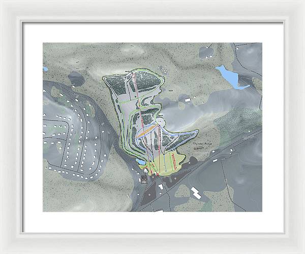Thunder Ridge Ski Trail Map - Framed Print - Powderaddicts
