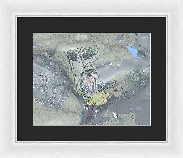 Thunder Ridge Ski Trail Map - Framed Print - Powderaddicts