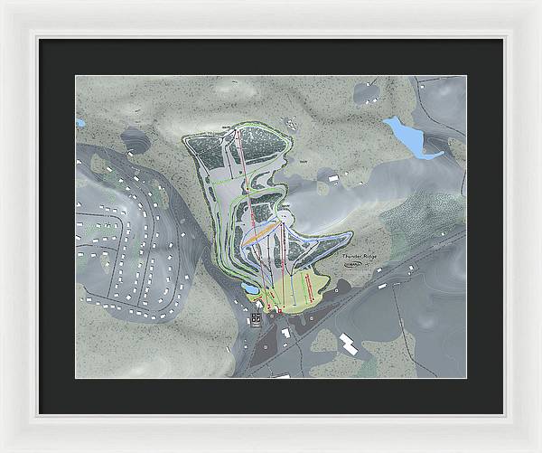 Thunder Ridge Ski Trail Map - Framed Print - Powderaddicts