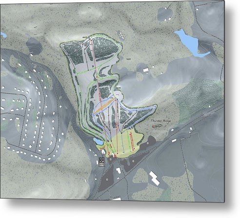 Thunder Ridge Ski Trail Map - Metal Print - Powderaddicts