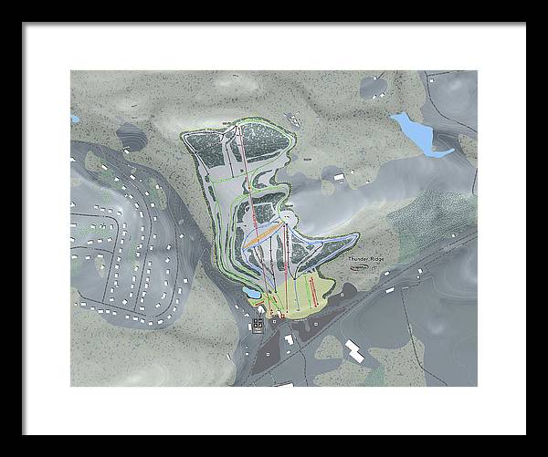 Thunder Ridge Ski Trail Map - Framed Print - Powderaddicts