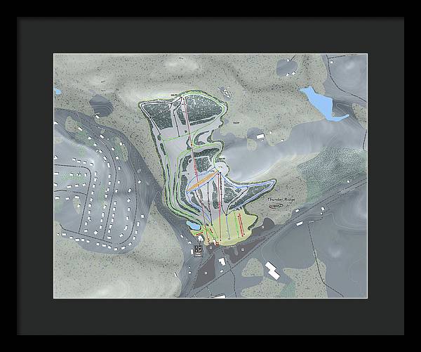 Thunder Ridge Ski Trail Map - Framed Print - Powderaddicts