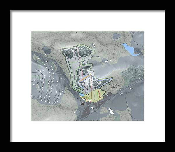 Thunder Ridge Ski Trail Map - Framed Print - Powderaddicts